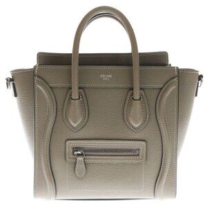 Celine Luggage Nano 2-Way Bag Shoulder Bag Handbag Beige Leather